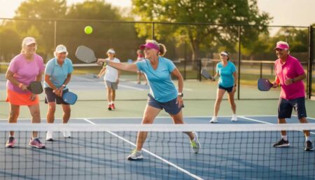 Seniors Playing Pickleball