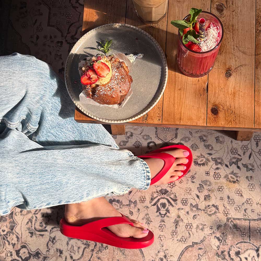 red flip flops with arch support