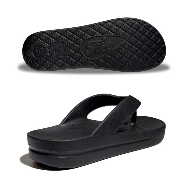TIKI (Black) - fashionable women's flip flops with arch support