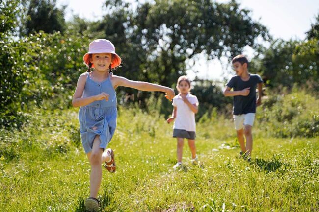 children running in park