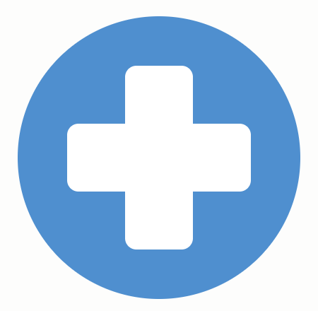 A white medical cross symbol centered on a blue circular background.