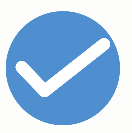 A white check mark inside a solid blue circle, commonly used to indicate confirmation or approval.